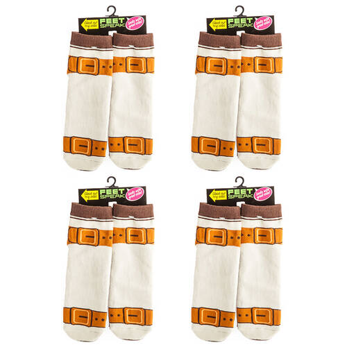 4PK Feet Speak Old Fart Women's Casual Crew Socks One-Size
