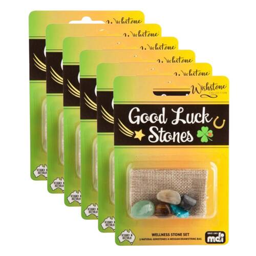 6PK Wishstone Gemstone Set Soothing Good Luck Wellness Spiritual Stone