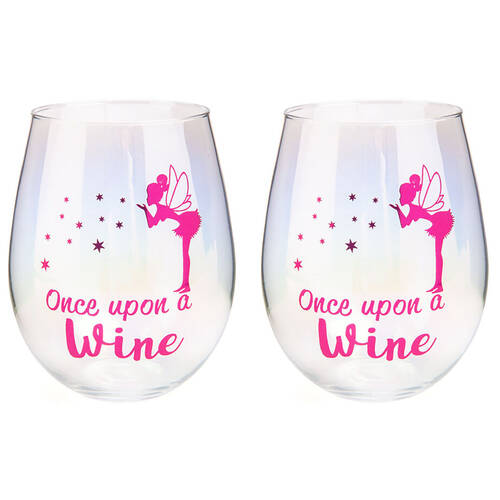 2PK Tallulah Irid Stemless Wine Glass Once Upon Fairy Tale Cup 10x13cm
