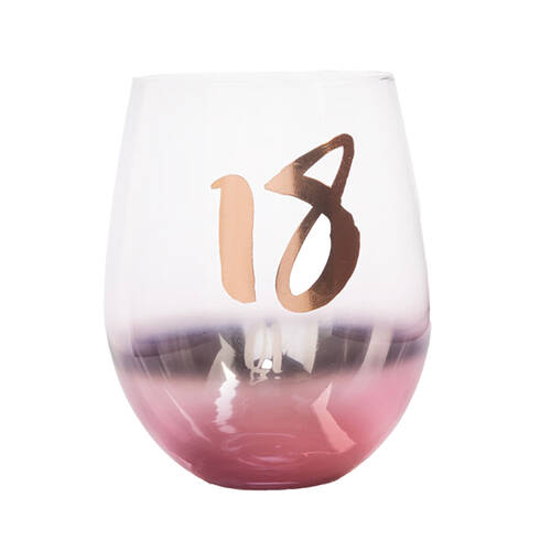 Tallulah Blush Stemless Wine Glass Drinkware Clear - 18th Birthday
