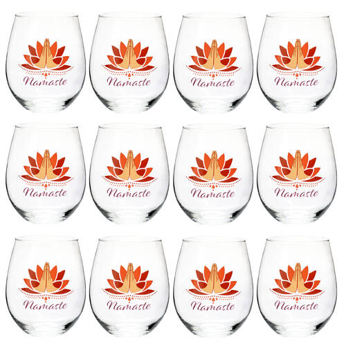 12PK Tallulah Wellness Stemless Wine Glass Tumbler Drinkware Zen Clear