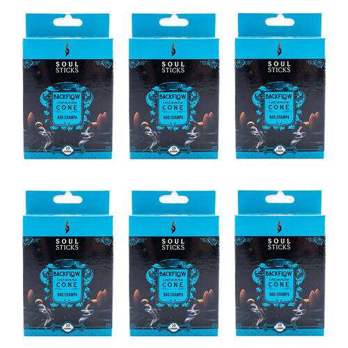 6x 10pc Wild Scents Soul Sticks Backflow Incense Cones - Nag Champa