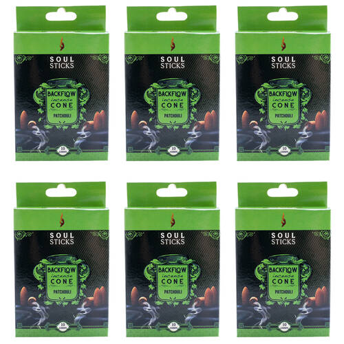6x 10pc Wild Scents Soul Sticks Backflow Incense Cones - Patchouli