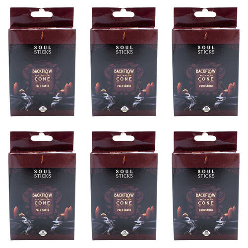 6x 10pc Wild Scents Soul Sticks Backflow Incense Cones - Palo Santo