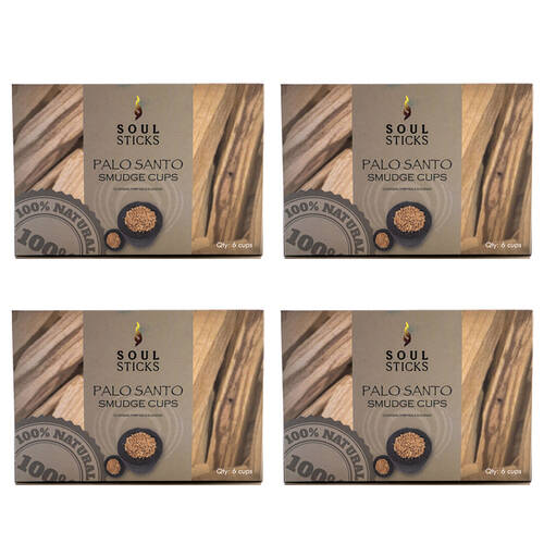 4x 6pc Wild Scents Incense Cup Palo Santo w/ Metal Holder Home Fragrance Decor
