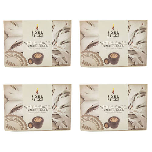 4x 6pc Wild Scents Incense Cup White Sage w/ Metal Holder Home Fragrance Decor