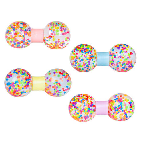 4PK Smooshos Dumbbell Colorful Beads Squishy Ball Childrens Toy 12x5.5x5.5cm