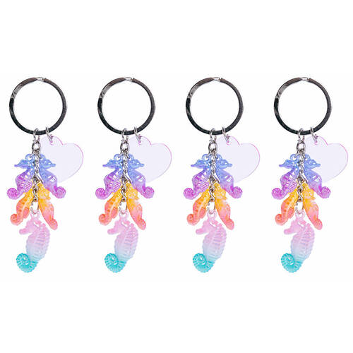 4PK Aquaworld Keychain Seahorse Ocean Animal Mini Bag Charm 9.8x2.1cm Assorted