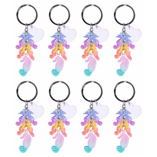 8PK Aquaworld Keychain Seahorse Ocean Animal Mini Bag Charm 9.8x2.1cm Assorted