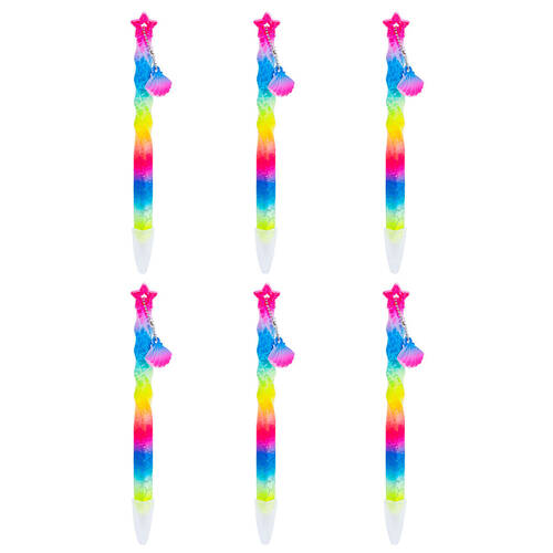 6PK Aquaworld Spiral Ball Pen Seashell Writing Stationery Kids/Children