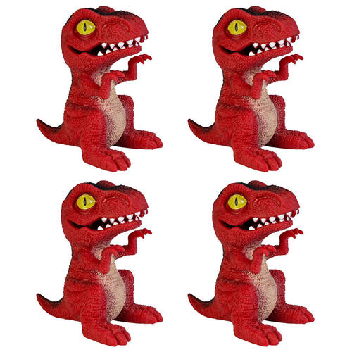 4PK Dino Island Squish T-Rex Stress Relief Squeeze Sensory Toy 6.4x10cm Soft