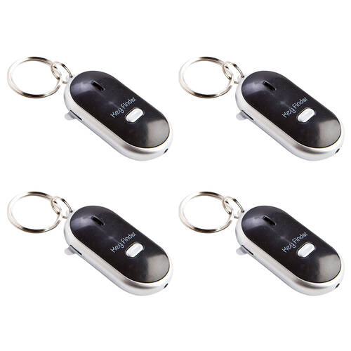 4PK MDI Whistle Wireless Key Finder & Tracker LED Light Battery Powered Keyring