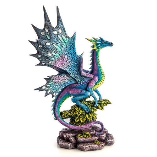 Mystical Worlds Dragon Figurine/Statue 16x28cm Blue Purple
