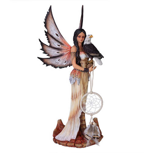 Mystical Worlds Large Fairy Figurine Eagle Dreamcatcher Spirit 21x44cm