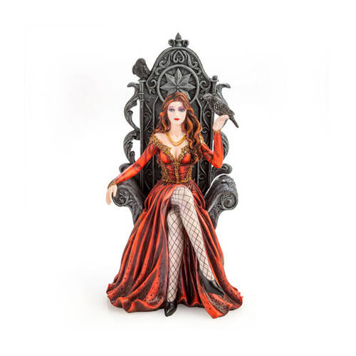 Mystical Worlds Red Queen on Throne Sculpture Decoration 16.5x16x30cm