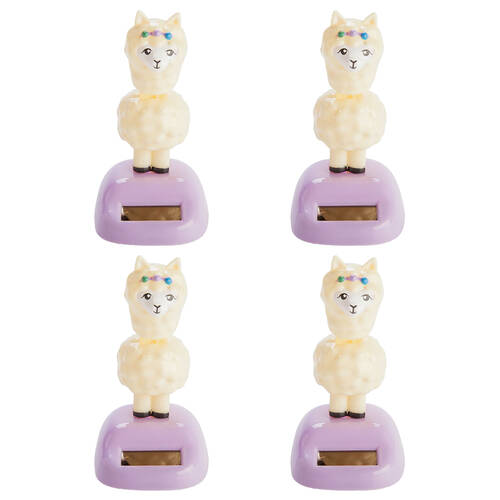 4PK Alpaca Valley Solar Dancing Llama Desk Car Dashboard Decoration Figure