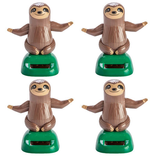 4PK Sloth Lounge Solar Dancing Desk Car Dashboard Decoration Figure Brown