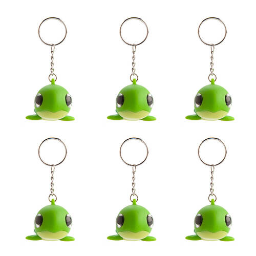 6PK Aquaworld Eye Popping Keychain Turtle Squeeze Toy 6x4cm - Green