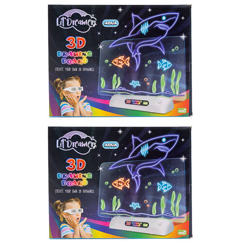 2PK Lil Dreamers Illuminate 3D Draw Board Art Set - Aqua 6y+