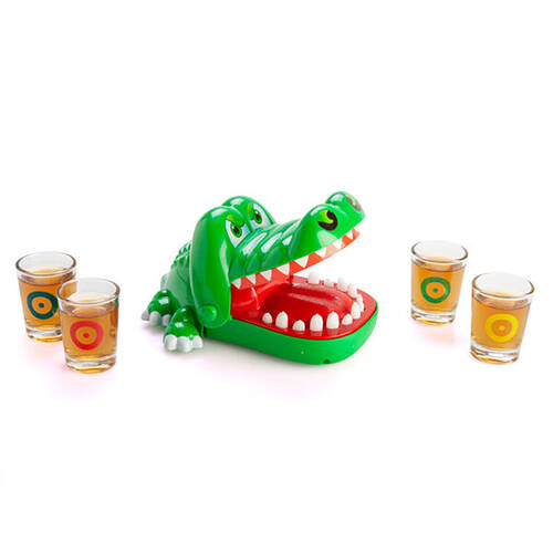 MDI Croc Chomp w/ Shot Glasses Drinking Game 18x17cm - Green