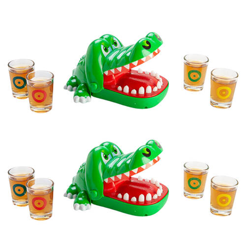2PK MDI Croc Chomp w/ Shot Glasses Drinking Game 18x17cm - Green