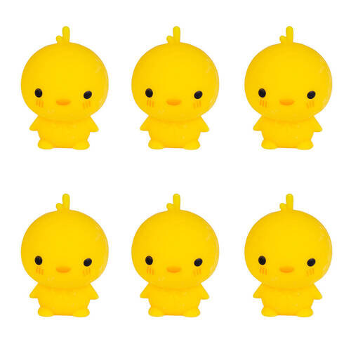 6PK Smooshos Yellow Baby Chicken Squishy Ball Childrens Toy 6.1x5.4x7cm