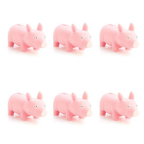 6PK Pullie Pal Super Stretchy Sandy Textured Childrens Toy 6x9.5x5.5cm Pig