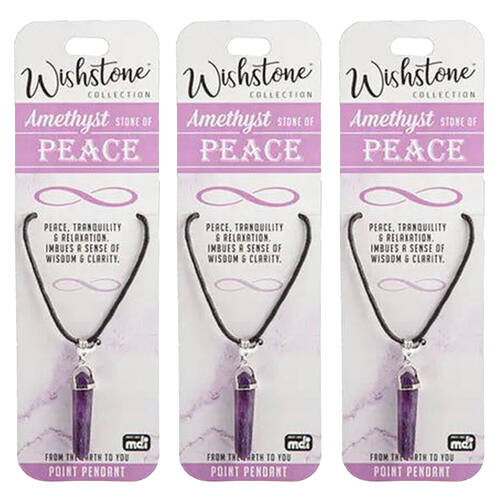 3PK Wishstone Collection Amethyst Stone of Peace Key Charm - Pink
