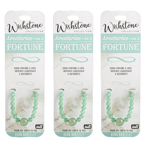 3PK Wishstone Collection Aventurine Stone of Fortune Bead Bracelet - Green