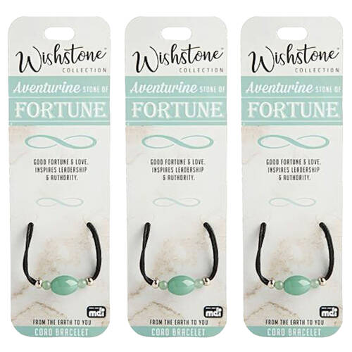3PK Wishstone Collection Aventurine Stone of Fortune Cord Bracelet - Green