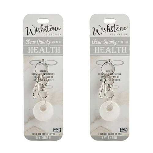2PK Wishstone Clear Quartz Key Charm Keyring Women's Accessory