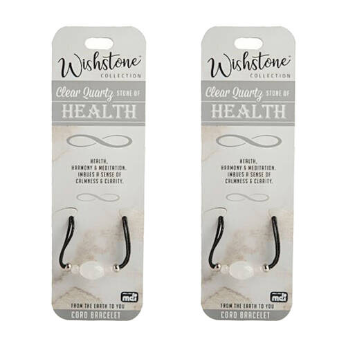 2PK Wishstone Clear Quartz Cord Bracelet Women's Accessory