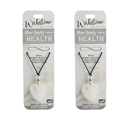 2PK Wishstone Clear Quartz Heart Pendant Necklace Women's Accessory