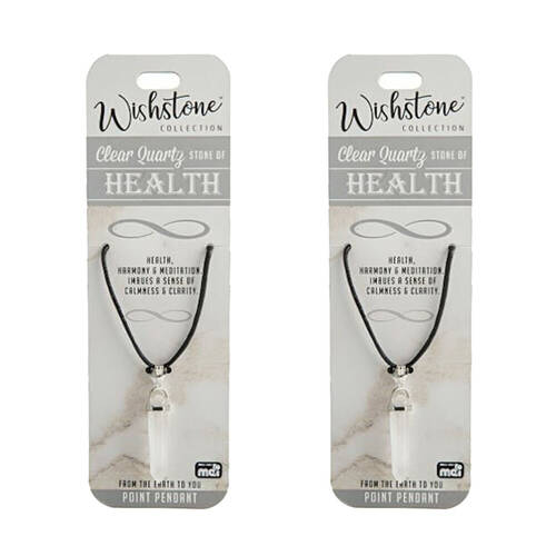 2PK Wishstone Clear Quartz Point Pendant Necklace Women's Accessory