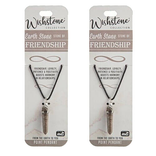 2PK Wishstone Earth Stone Friendship Point Pendant 3x11.5cm - Brown