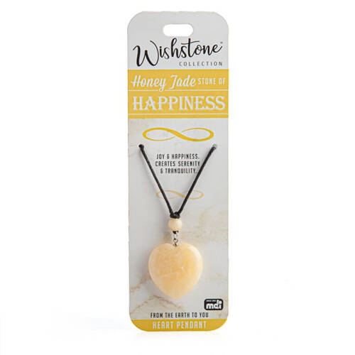 Wishstone Honey Jade Heart Pendant Necklace Stone of Tranquility