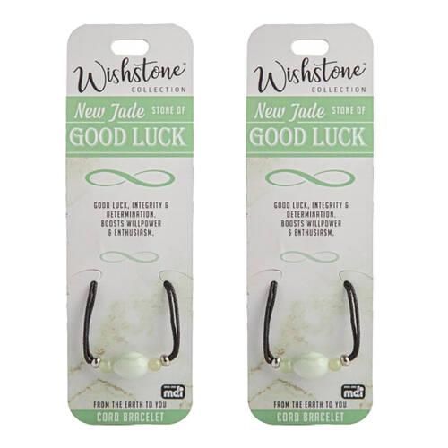 2PK Wishtone Collection New Jade Goodluck Cord Bracelet 5x9cm - Green