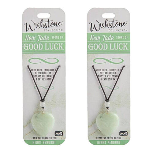 2PK Wishtone Collection New Jade Goodluck Heart Pendant 3x19cm - Green