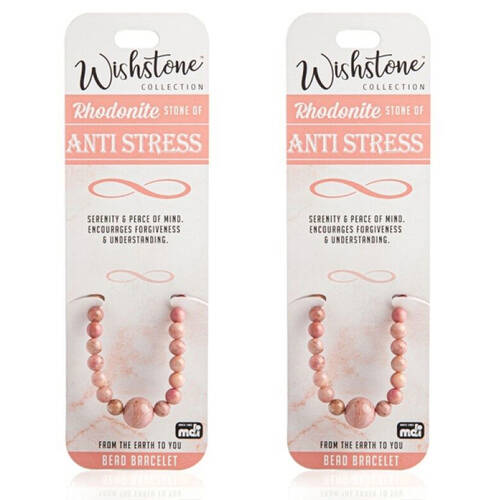 2PK Wishstone Rhodonite Stone Beaded Bracelet Women's Jewellery 4x6x1cm