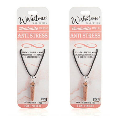 2PK Wishstone Rhodonite Point Pendant Necklace Women's Jewellery 1x18x1cm