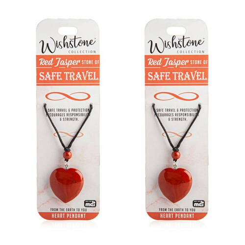 2PK Wishstone Red Jasper Stone Heart Bag Charm Women's Carabiner 4x10x1cm