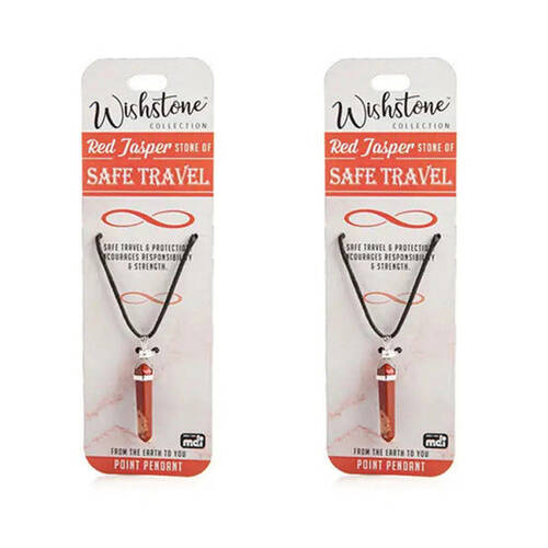 2PK Wishstone Red Jasper Point Pendant Necklace Women's Jewellery 1x18x1cm