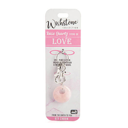 Wishstone Rose Quartz Heart Key Necklace Charm Women's Jewellery 3x11.5x1cm