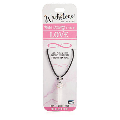 Wishstone Rose Quartz Leather Cord Point Pendant Women's Necklace 1x18x1cm
