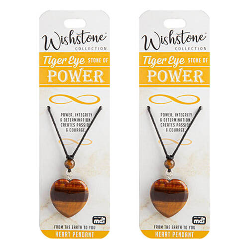 2PK Wishstone Tiger Eye Heart Pendant Jewellery Necklace Women's Accessories