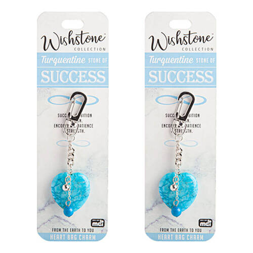 2PK Wishstone Turquentine Heart Bag Charm Keychain Women's Accessories