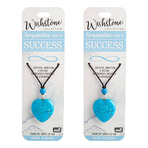 2PK Wishstone Turquentine Heart Pendant Jewellery Necklace Women's Accessories