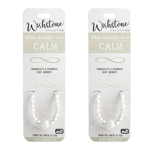 2PK Wishstone White Howlite Bead Bracelet Bangle Charm Women's Accessories
