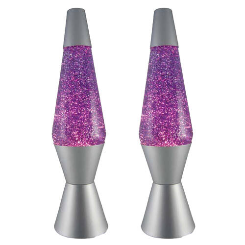 2PK MDI Diamond Glitter Lamp Bedside Tabletop Decor - Silver/Purple