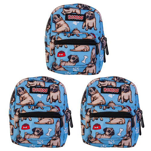 3PK MDI BooBoo Furever Pets Backpack Minis Pug V2 11x15cm 3y+